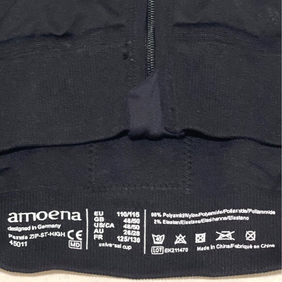 Compression Bra Black Front-Zip Post-Surgery Amoena Pockets Adjustable Straps - Picture 8 of 14